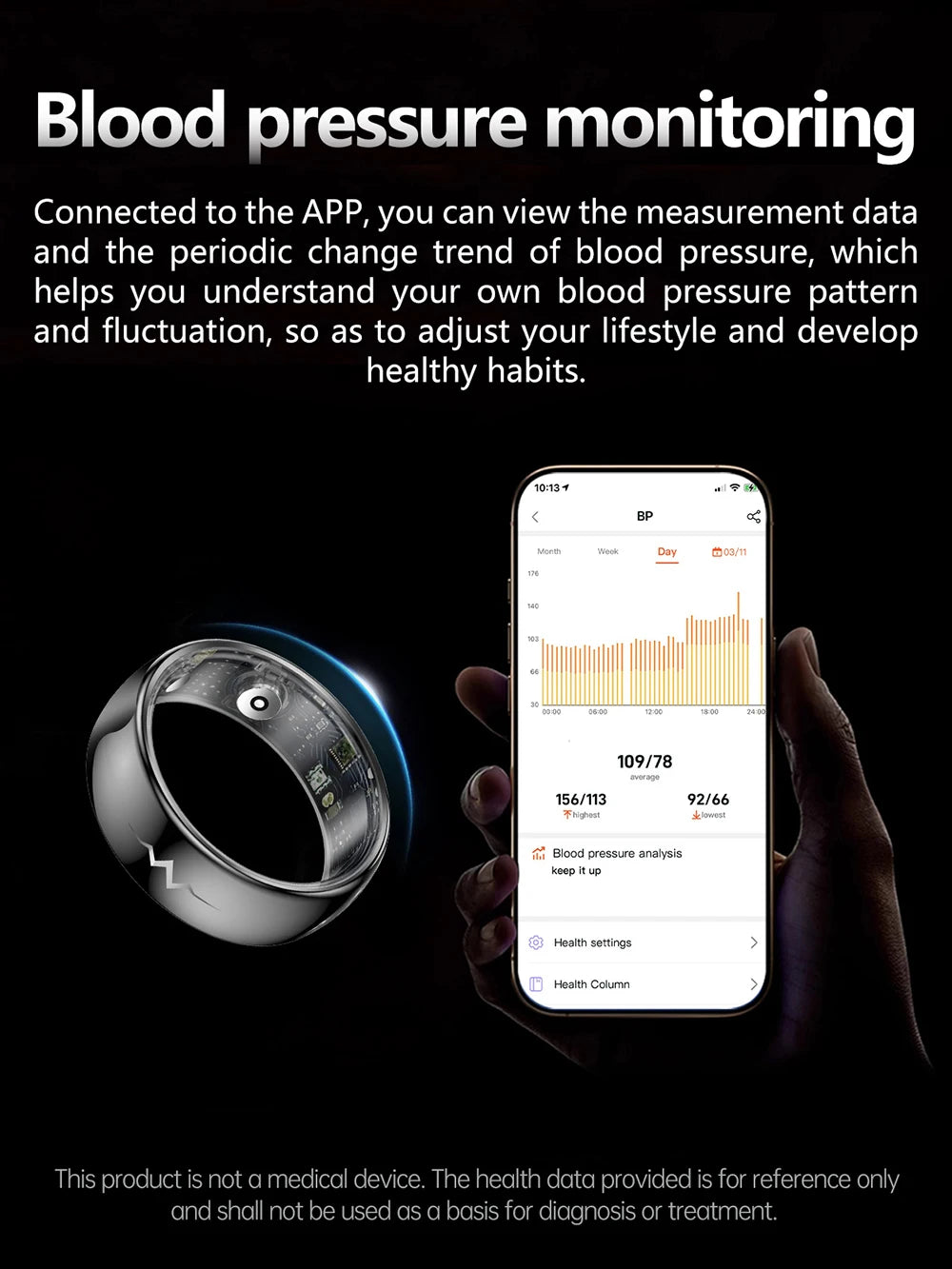 Haut de gamme ECG sang oxygène santé anneau intelligent fréquence cardiaque pression artérielle moniteur de sommeil anneaux 5ATM étanche plusieurs Modes de Sport