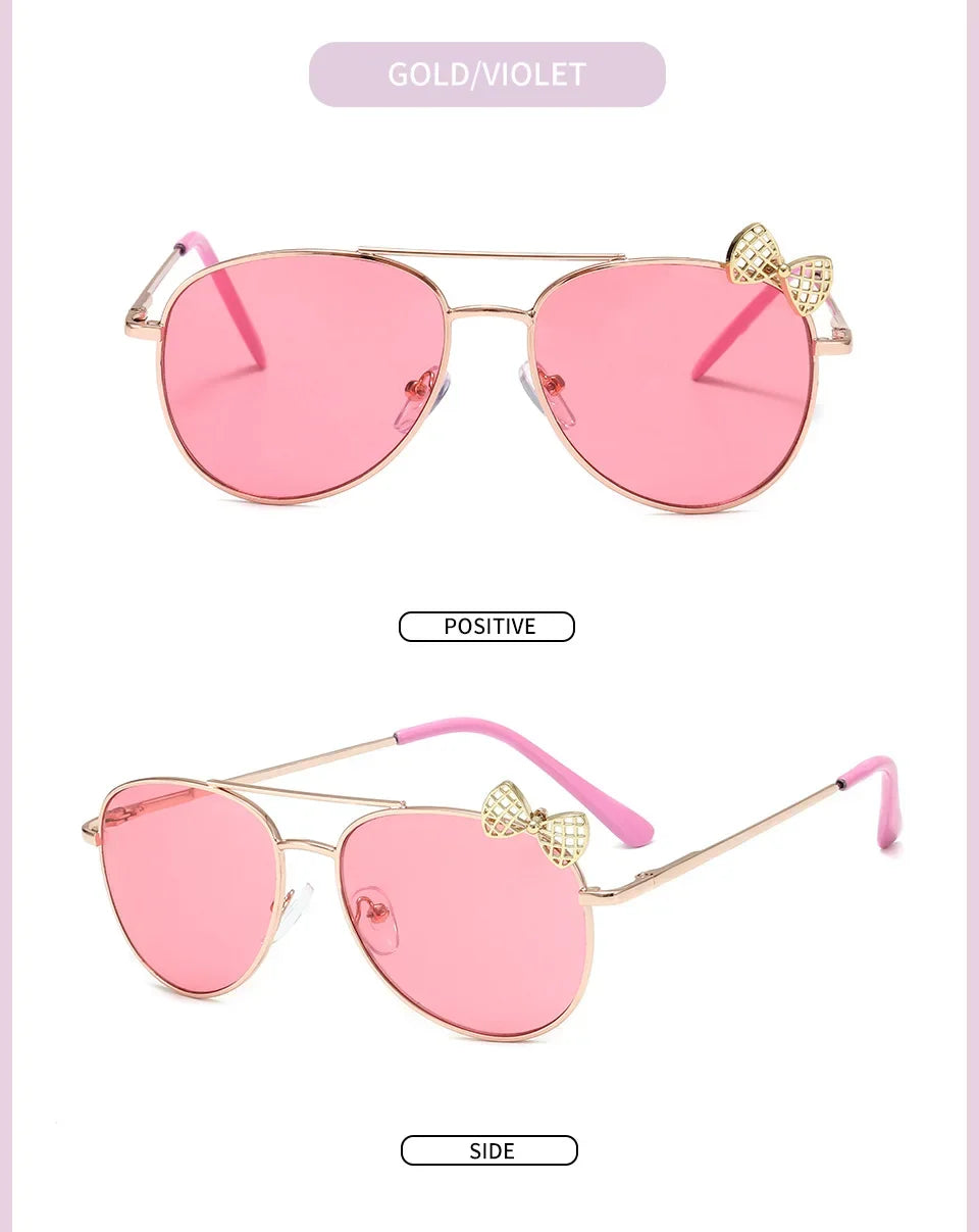 Lunettes de soleil mignonnes pour enfants, monture métallique, mode filles, lunettes de cyclisme en plein air, lunettes de fête, fournitures de photographie