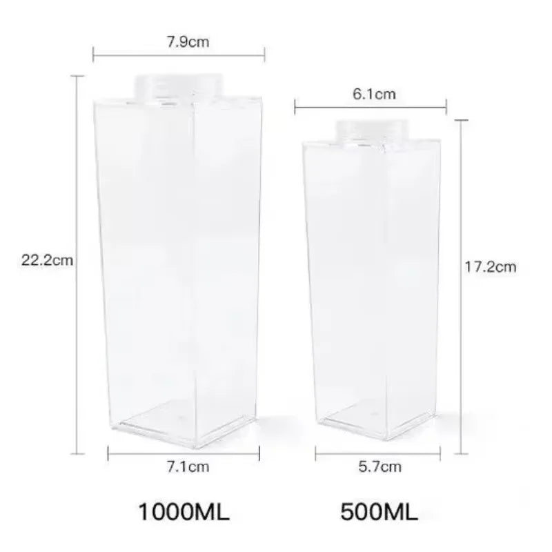 Bouteille pratique en plastique Transparent de 500/1000ml, nouveau jus réutilisable, boîte de tasse transparente de Sport étanche, lait, eau potable pour la maison