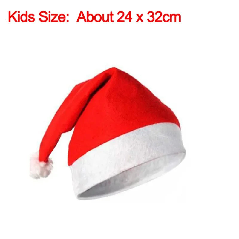 Chapeau de Noël rouge pour adultes et enfants, père Noël de dessin animé, arbre de Noël, articles de fête, cadeaux de Noël, décorations