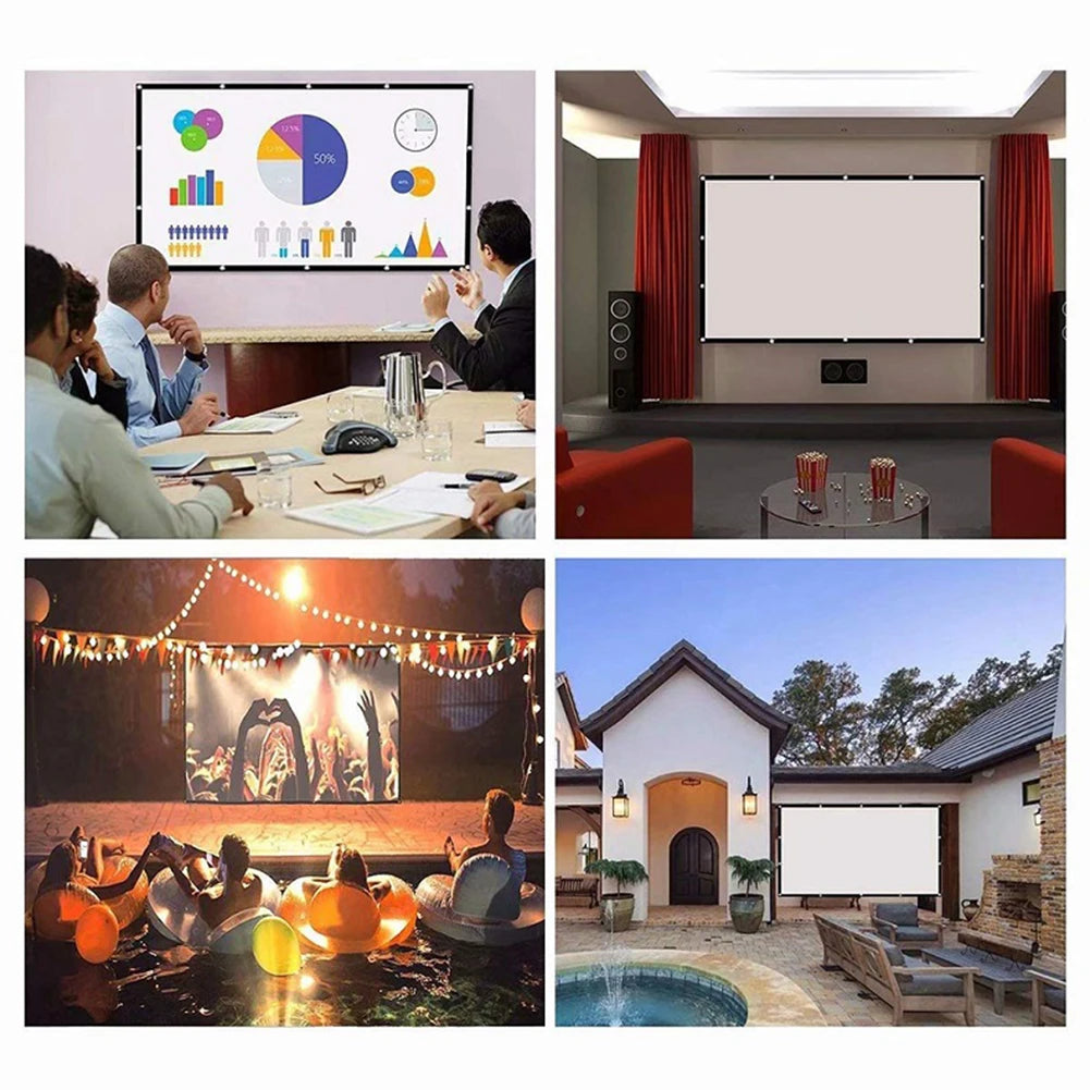 Écran de projection portable anti-lumière pour la maison et l'extérieur, rideau simple HD, cinéma maison de voyage, 60 pouces, 72 pouces, 84 pouces, 100 pouces, 120 pouces, 150 pouces