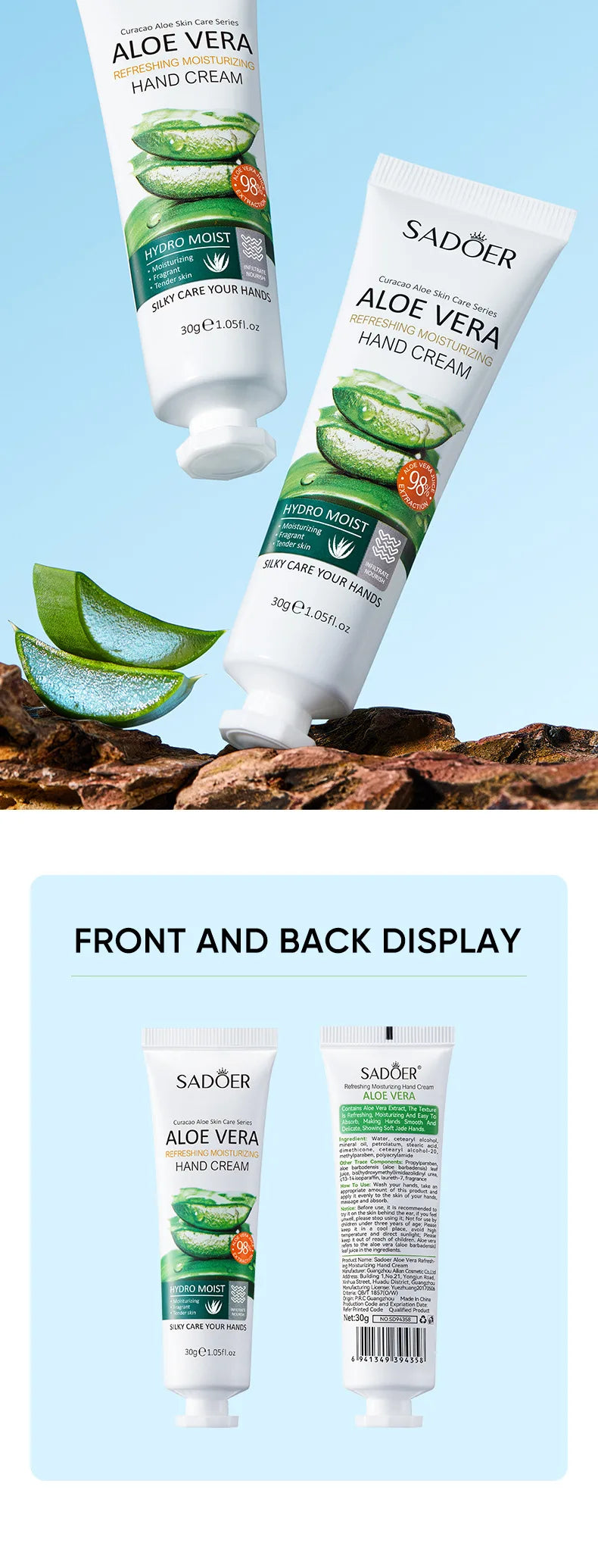 Crème pour les mains à l'aloe Vera, Lotions, sérum réparateur, nourrissant, soins pour la peau, Anti-séchéité, gerchar, Anti-vieillissement, blanchissant, 30g