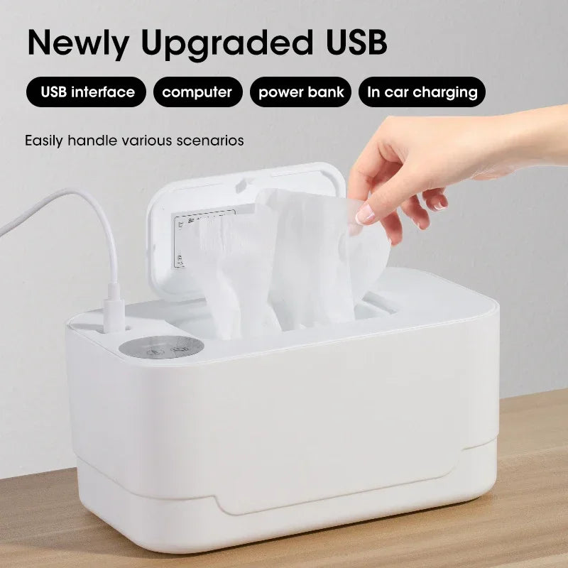 Chauffe-lingettes humides pour bébé, avec affichage LED, distributeur de serviettes humides, Portable, USB, chauffe-lingettes pour bébé, boîte chauffante pour serviettes, maison/voiture