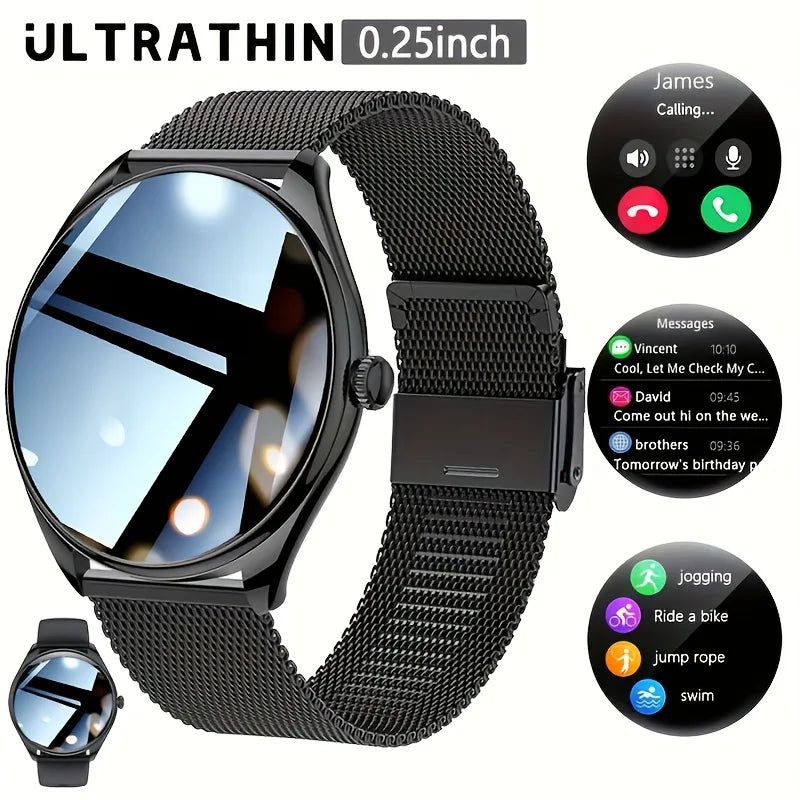 Montre connectée Utral mince pour femmes, écran AMOLED HD de 1.43 pouces, appel Bluetooth, traceur multi-sport, lecteur de musique, chargement USB, nouveauté 2025