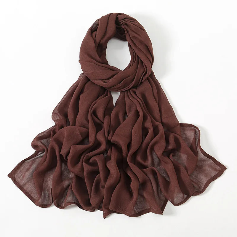 Ramadan Solid Color Plus Size Cotton Rayon Hijab Scarf Women's Muslim Headscarf Wraps Shawls Muslim Women's Headband Islamic Turban