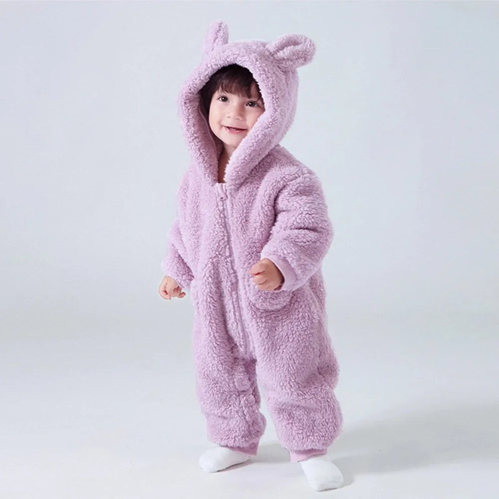 2025 combinaisons chaudes à capuche en polaire pour bébé automne hiver à manches longues barboteuses pour bébé nouveau-né garçon fille Homewear pyjamas