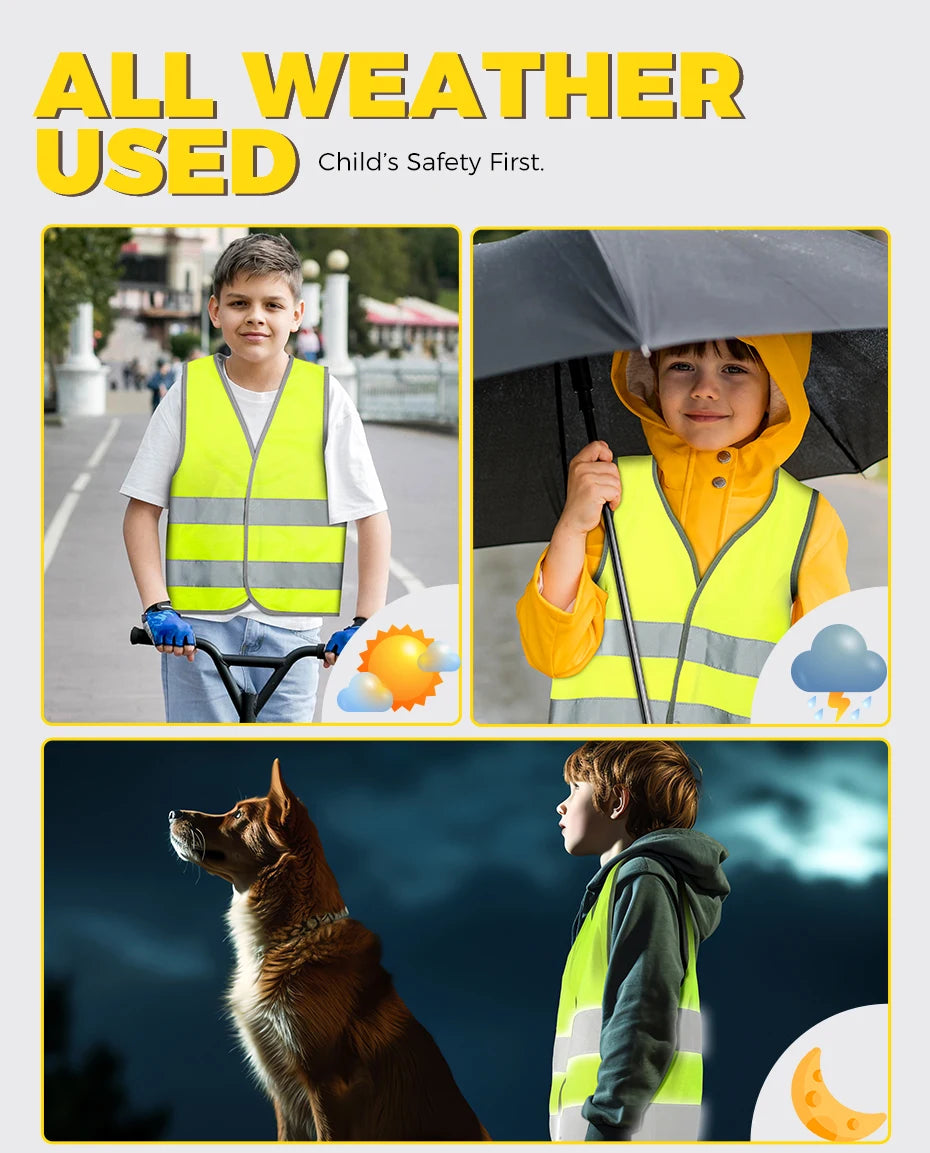Gilet de sécurité pour enfants, vêtements réfléchissants pour enfants, formation, sport, protection scolaire, extérieur, bandes fluorescentes haute visibilité