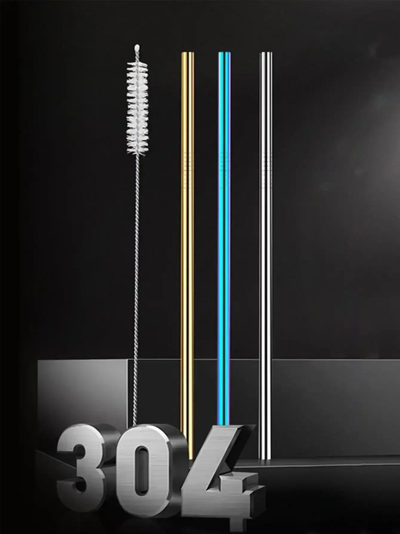 Paille de rechange en acier inoxydable 304, 4 pièces, Compatible avec le gobelet de 30 Oz 40 Oz, 4 pailles réutilisables avec brosse de nettoyage