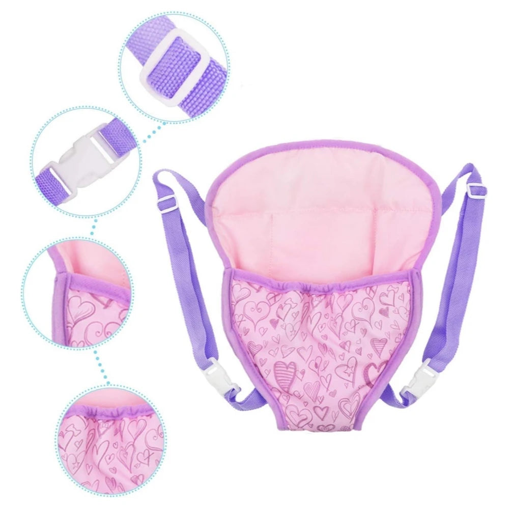 Sac à dos porte-poupée en peluche pour poupée, accessoires de poupée, porte-avant/arrière avec sangles, accessoires de poupée pour nouveau-né de 43cm, paquets sortants