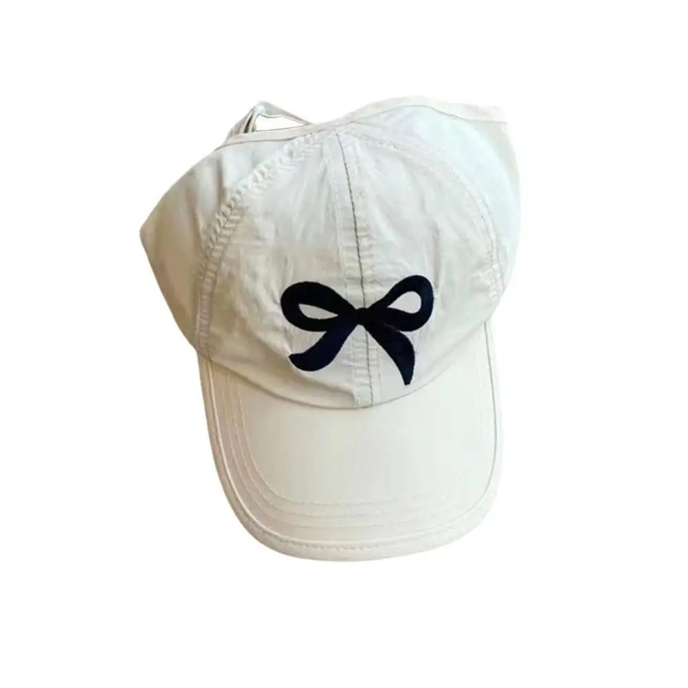 Visière de chapeau de baseball pour enfants mignons, casquette de soleil à nœud papillon imperméable, chapeau à queue de cheval haut pour petites filles, chapeau de plage d'été réglable de 2 à 5 ans