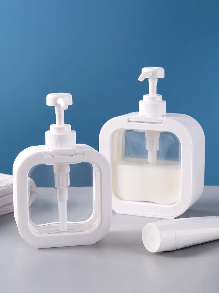 Bouteille distributrice de savon de grande capacité, bouteille de presse en plastique transparent et visible, adaptée aux voyages, à la cuisine, à la salle de bain