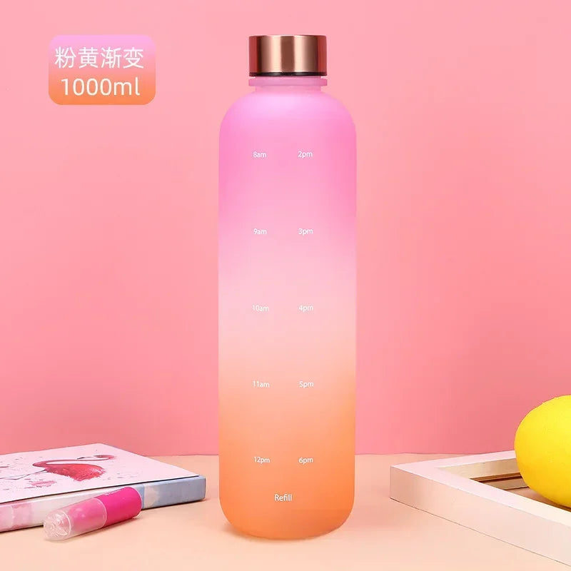 Nouveau 1L bouteille d'eau avec timbre de temps sans BPA réutilisable Fitness Sports voyage en plein air étanche tasse d'eau bouilloire givrée