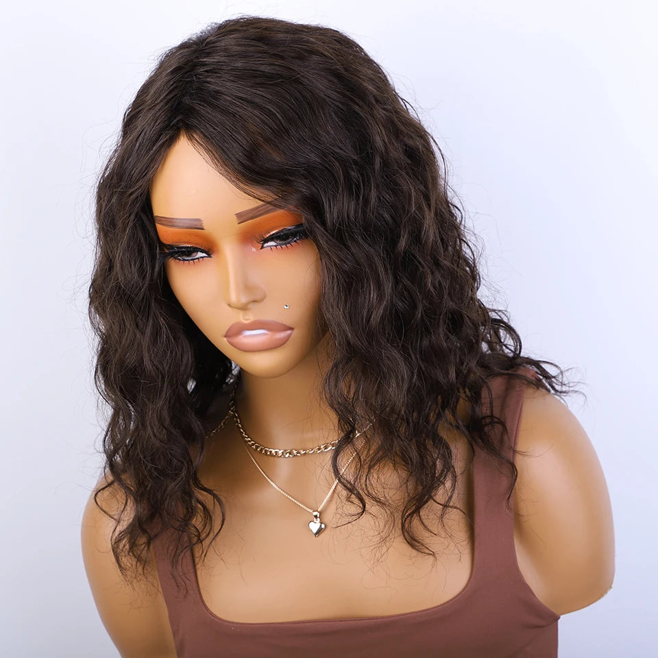 Perruques de Cheveux humains supérieures coupe lutin courte brun naturel Multi séparation 100% vrais Perruques de Cheveux humains Perruques Cheveux Humains de haute qualité