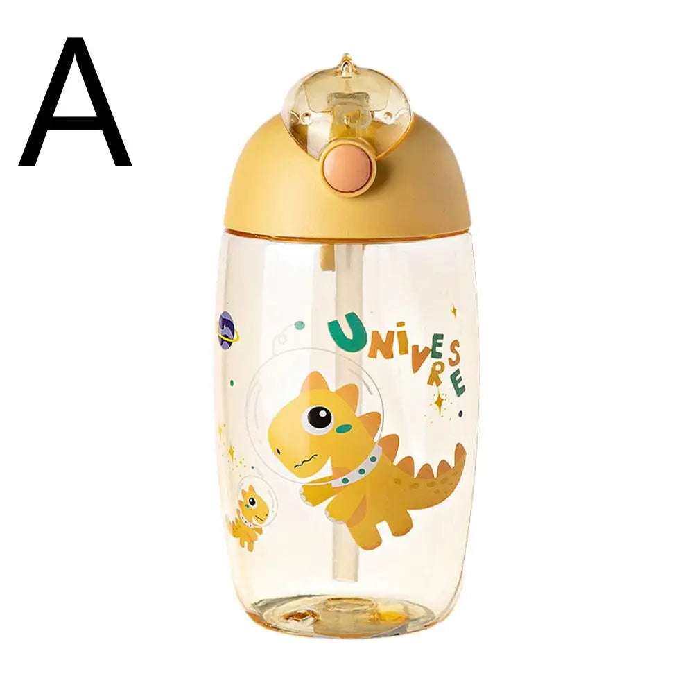 Bouteille d'eau dinosaure pour enfants avec paille en silicone, bouteille d'eau en plastique, tasse d'été pour enfants, 500ml