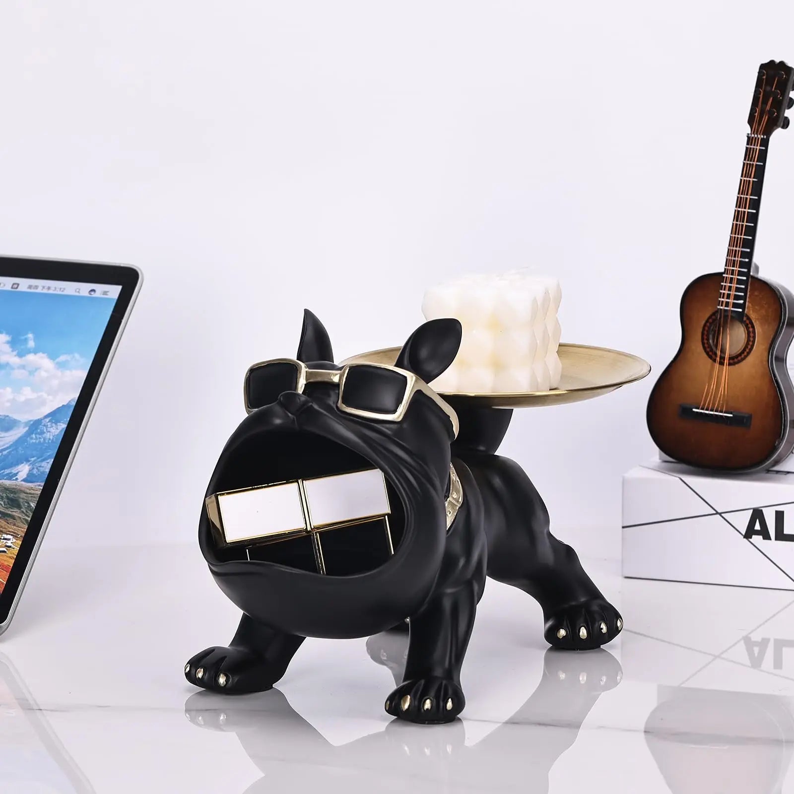 30cm Bulldog Dog Statue, Resin Craft, Home Decor, Animal Ornament, Puppy Sculpture with Storage Box, Art Sculpture for the Home