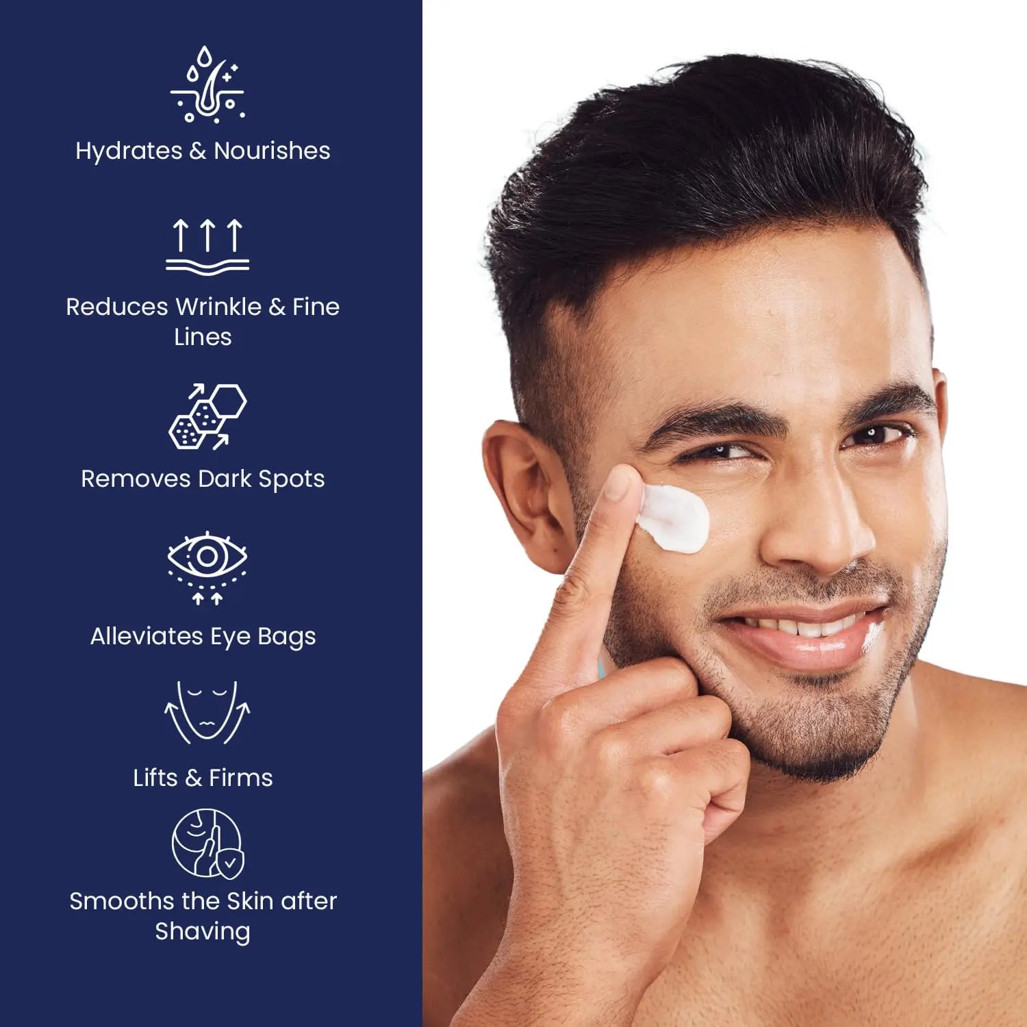 Crème hydratante pour le visage 6 en 1 pour hommes, 50ml, revitalisante, soins pour la peau, particules, avec collagène, Anti-vieillissement et rides