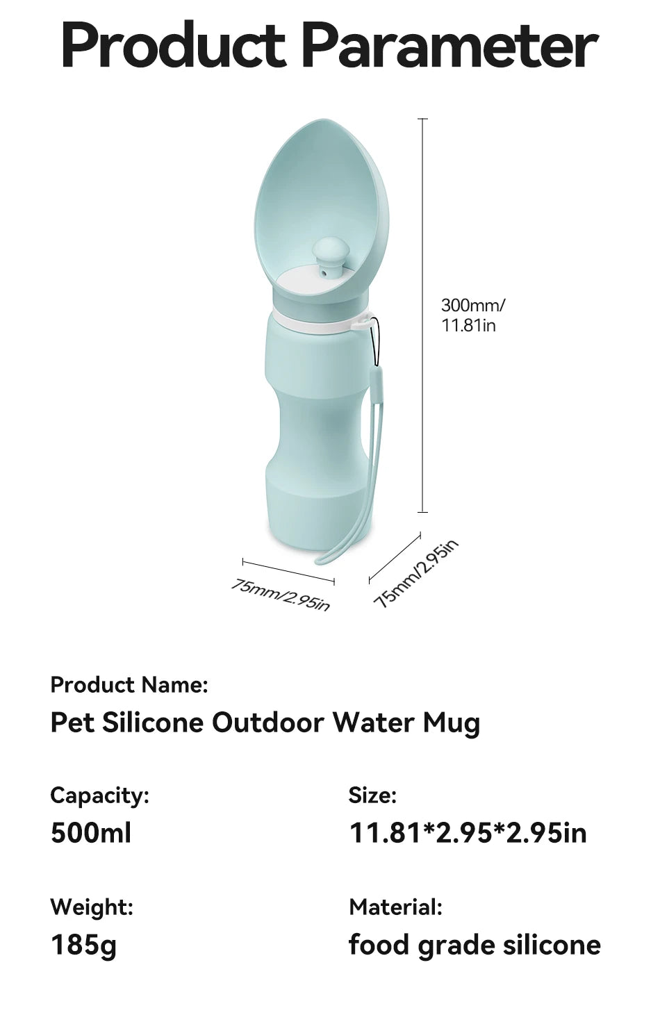 ROJECO-Bouteille d'eau pour chien et chat, en silicone souple, portable, pliable, pour voyage