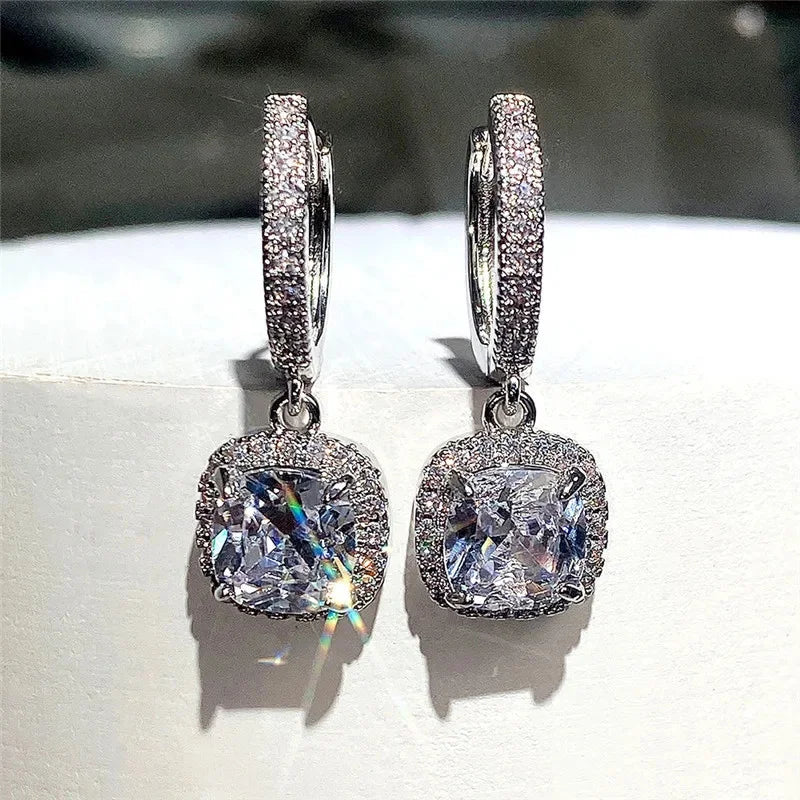 Boucles d'oreilles en argent 925 avec pierres précieuses et diamants pour femmes, bijoux en cristal, goutte d'oreille, cadeau d'anniversaire