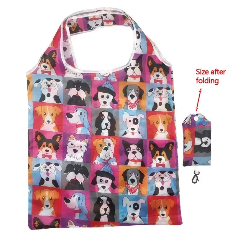 Sac de courses réutilisable, sac d'épicerie pliable en Nylon, fourre-tout créatif et écologique, léger et Durable