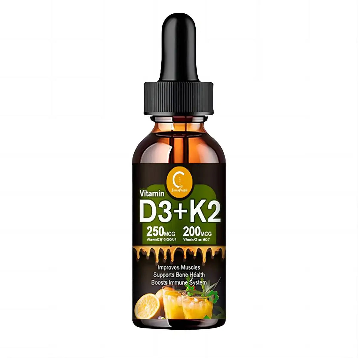 Vitamine liquide D3K2 pour une amélioration cardiaque et immunitaire saine, gouttes de vitamine K2D3