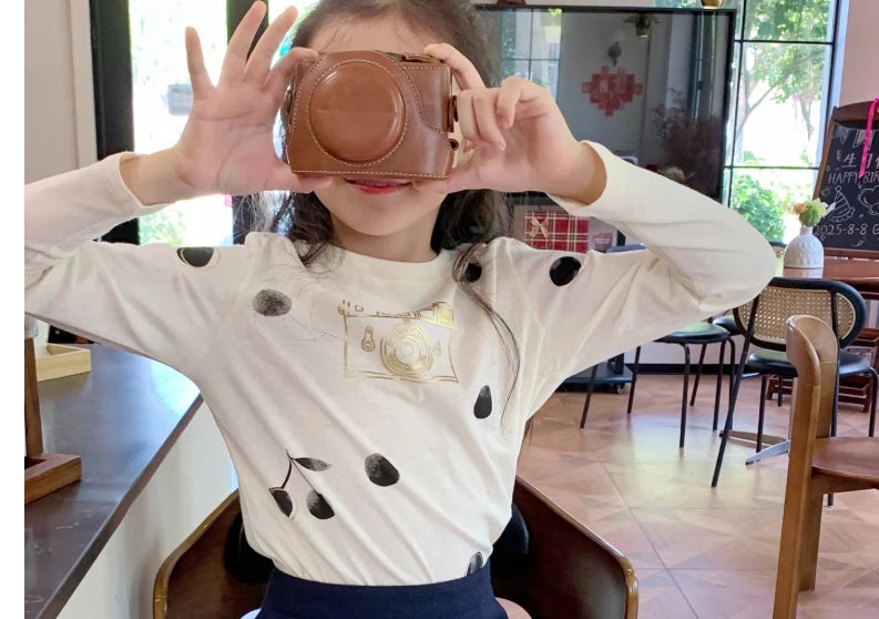 Ensembles de vêtements t-shirts et jupes pour enfants aw25 bp, t-shirts à manches longues imprimés mignons pour filles et jupe imprimée à pois, ensemble de vêtements