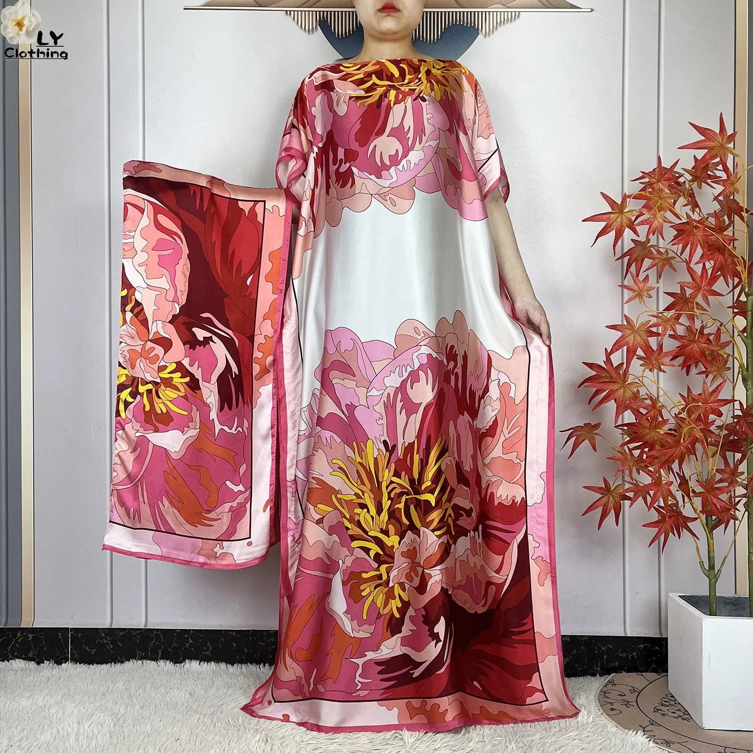 Muslim abayas with belt for women, African maxi dress, elegant evening dress, soft printed turban, new fashion, 2023