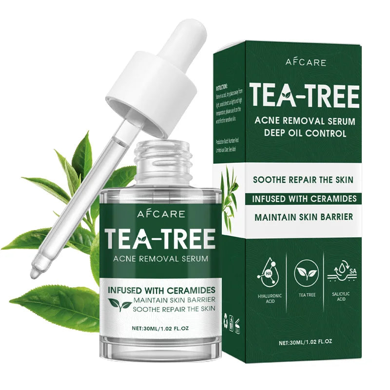 Sérum d'arbre à thé pour l'acné, soulagement végétalien, Non collant, peau claire et équilibrée pour apaiser, apaisant, irrité, hydratant, produit de soins pour la peau