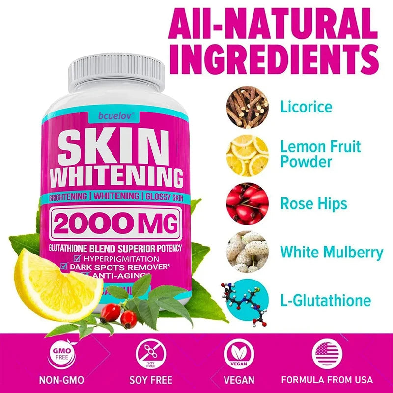 Capsules complexes de glutathion – Antioxydant puissant, réduit l'hyperpigmentation, soulage les taches foncées, hydrate la peau