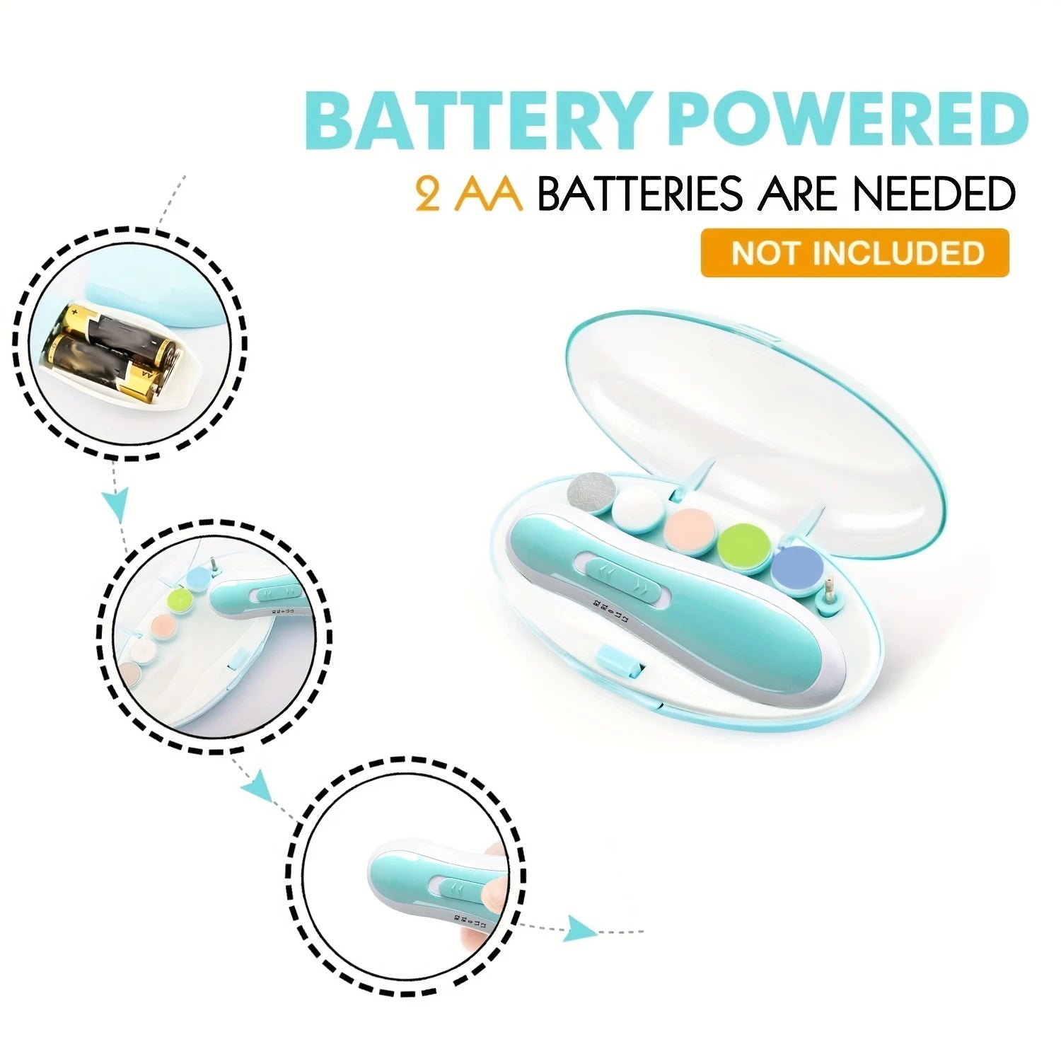 Coupe-ongles pour bébé, coupe-ongles électrique sûr pour bébé, lime à ongles pour bébé avec lumière LED pour nouveau-né et tout-petit, 1 pièce