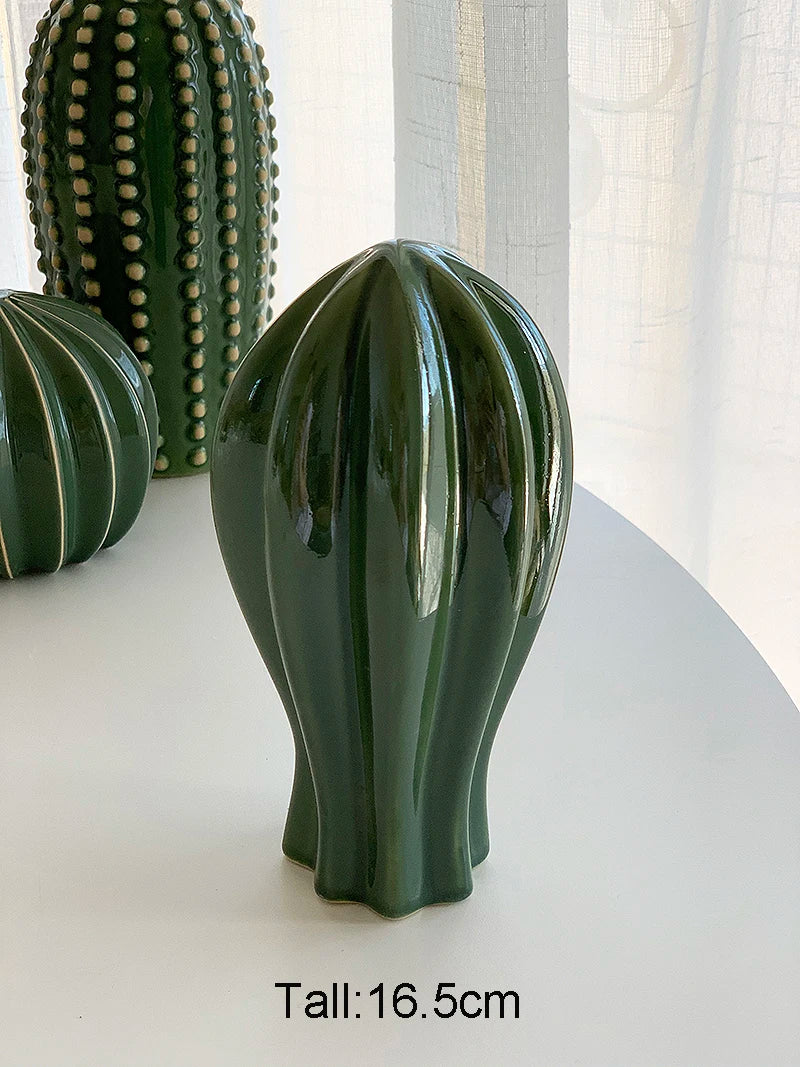 Home decor present 2024, Creative ceramic cactus, aesthetic decor, tropical desert, echinopsis room, green hotel ornament