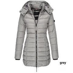Veste d'hiver en coton pour femme, couleur unie, coupe ajustée, chaude, solide, à capuche, vêtements pour femmes, nouvelle collection
