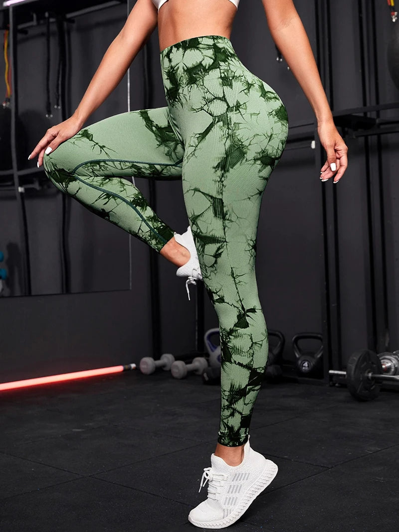 WAREBALL nouveau cravate colorant pantalons de Yoga Leggings de gymnastique femmes sans couture taille haute Push Up Sport collants Fitness entraînement Leggins