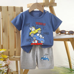 1 ensemble de vêtements d'été en pur coton pour enfants, costumes à manches courtes, à la mode, T-Shirts + Shorts pour garçons et filles, tenues pour enfants