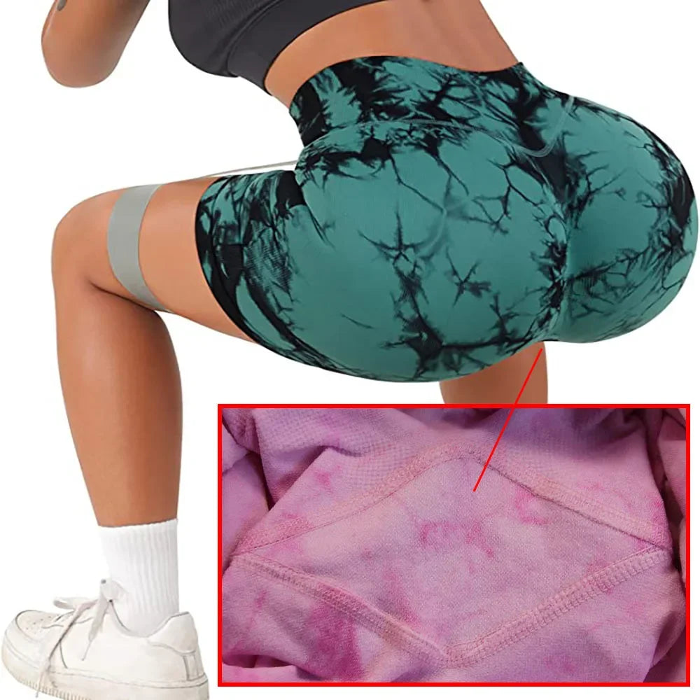Short de Yoga Tie-Dye pour femmes, short de sport à haute élasticité, Push Up, course à pied, entraînement, Fitness, Leggings de sport courts pour femmes