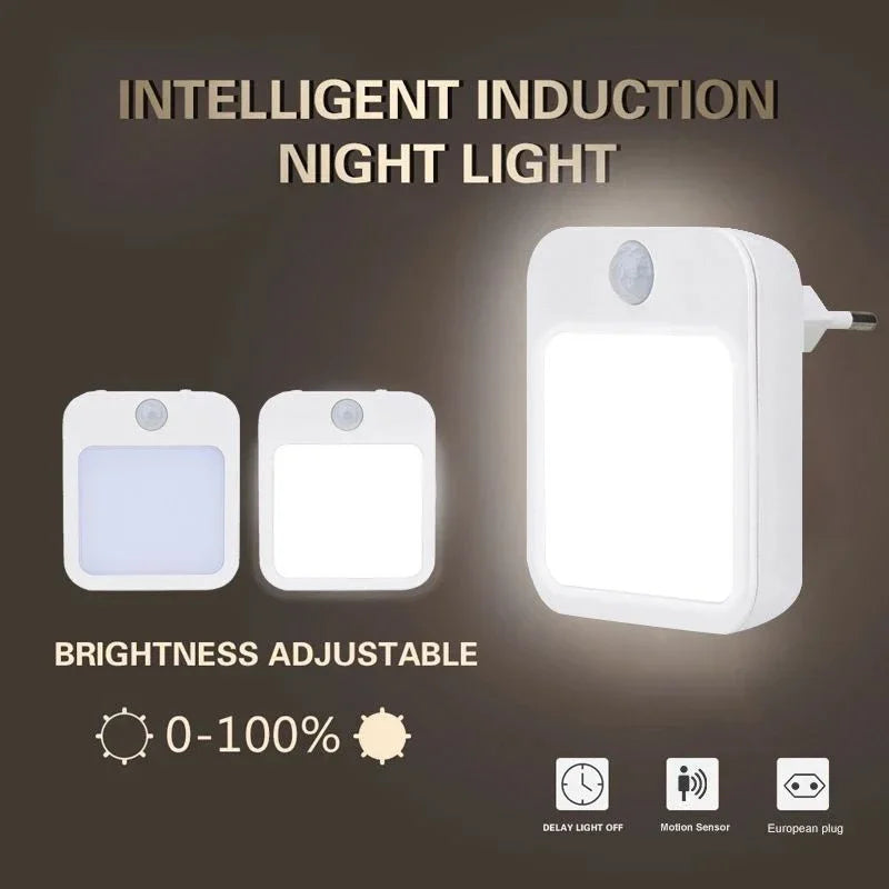 Lampe de chevet LED pour enfants, veilleuse avec prise US/EU, capteur de mouvement intelligent, applique murale pour la maison, adaptée au couloir