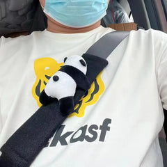 Ceinture de sécurité Automobile, décoration Panda de dessin animé, coussin d'épaule en peluche, accessoires automobiles, décorations de voiture