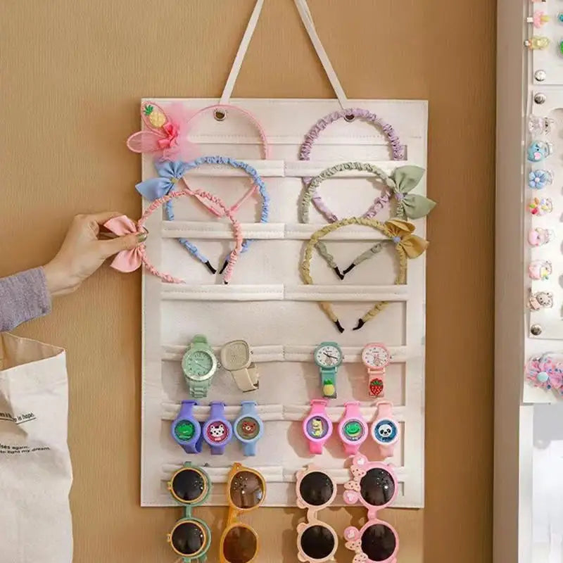Accessoires pour cheveux, organisateur de rangement suspendu, décoration murale, rangement des nœuds de cheveux, pinces à cheveux, corde à cheveux, lunettes, rangement d'organisation