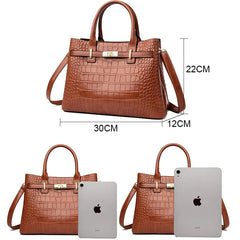 Famous brand women's handbags, high quality crocodile stripe three-piece designer shoulder bag/tote bag 