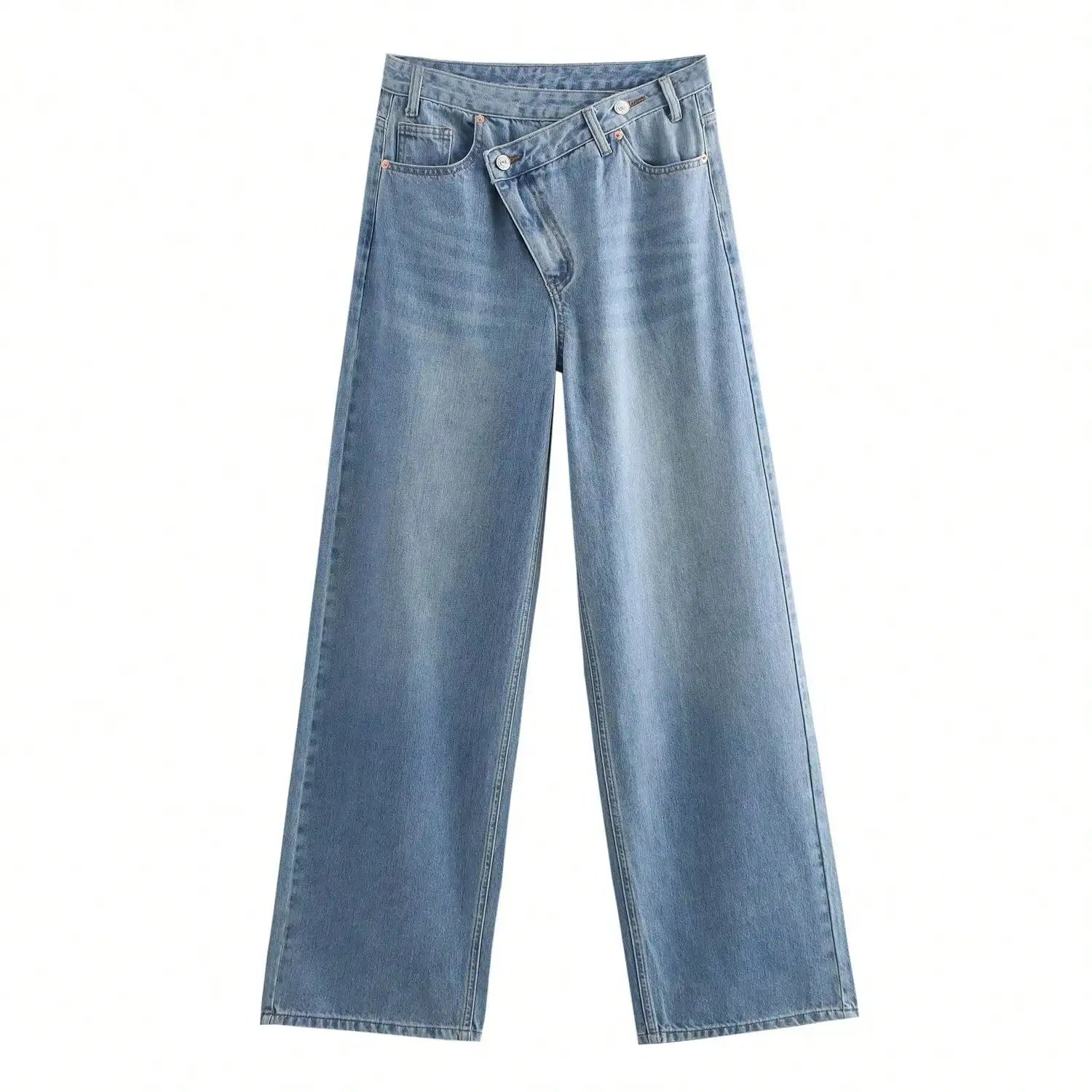 HH femmes 2025 mode jean droit Vintage solide décontracté taille haute jambe large Denim pantalon haute rue dame pantalon jean