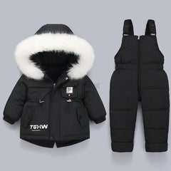 Ensembles de vêtements pour tout-petits, combinaisons de neige d'hiver pour bébés filles, doudounes chaudes, combinaisons à capuche en fourrure optique, combinaisons trempées, 0-3 ans