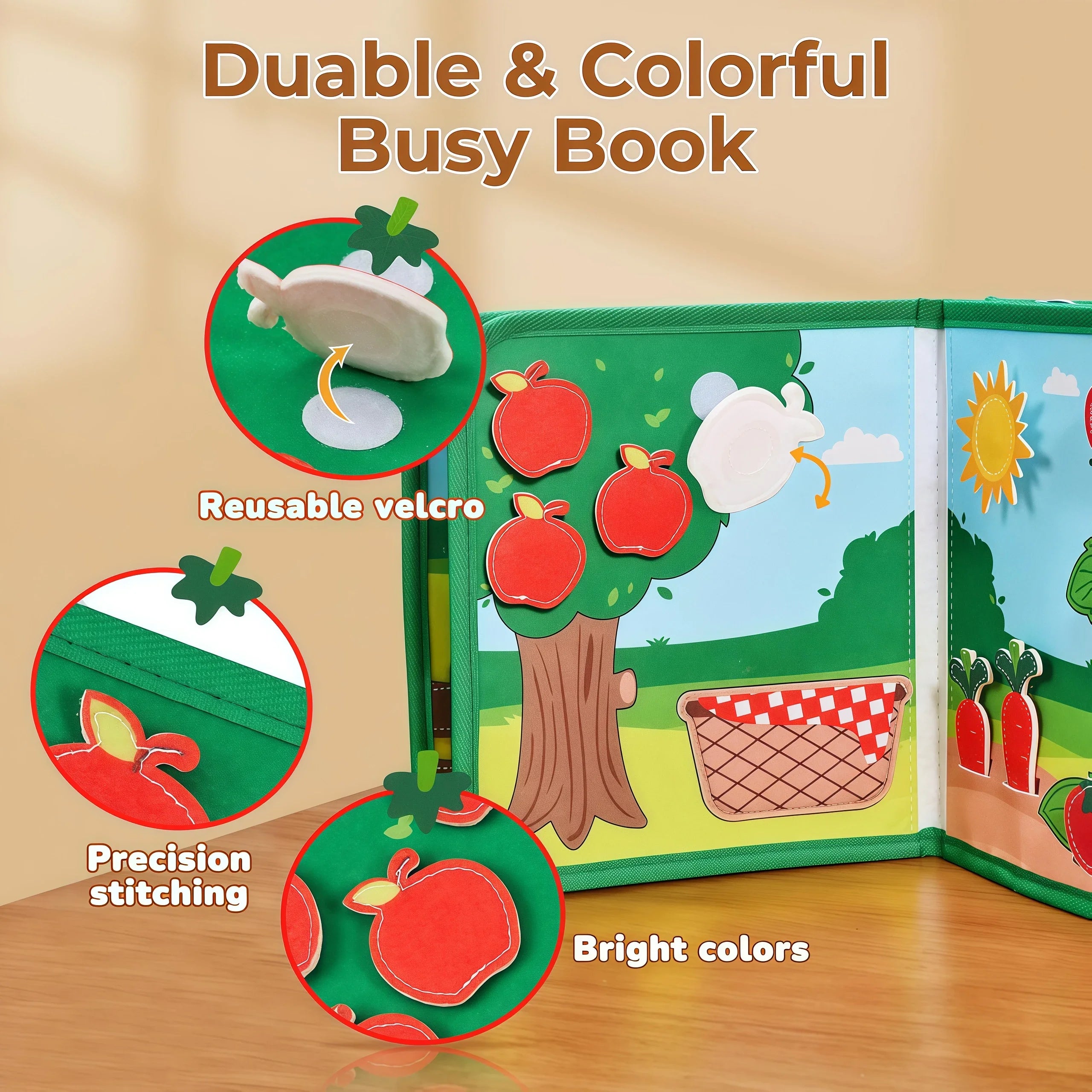 Livre silencieux Montessori – Jouet d'activité pour animaux de ferme avec conte pour les tout-petits, apprentissage précoce des motricité fine