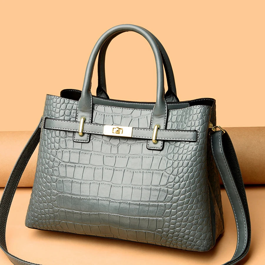 Famous brand women's handbags, high quality crocodile stripe three-piece designer shoulder bag/tote bag 