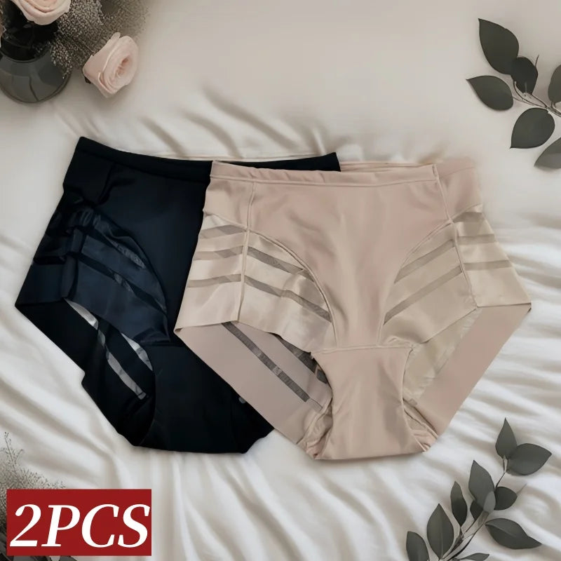2 pièces/ensemble glace soie ventre contrôle culottes femmes taille haute Shapewear pantalon femme Sexy Lingerie sous-vêtements amincissants M-3XL slips