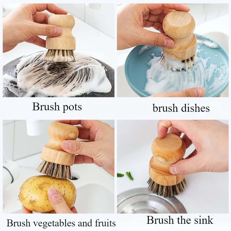Brosse de nettoyage de cuisine, brosse à vaisselle en bois avec Sisal naturel et noix de coco, Durable, Portable, écologique, zéro déchets, 2 pièces/ensemble