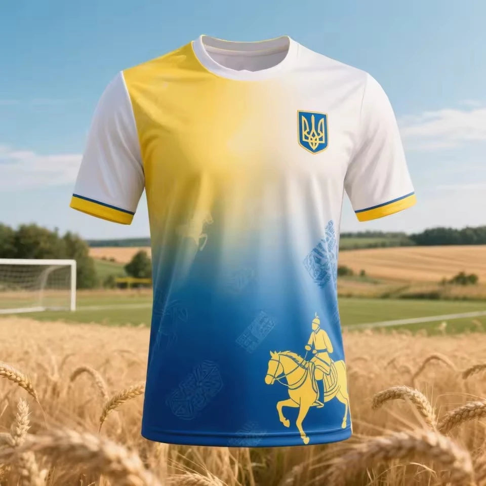 Maillot de Football ukrainien t-shirts adultes et enfants nouvelle tendance de la mode uniformes de Football imprimés numériques été hommes t-shirts de sport ukrainien