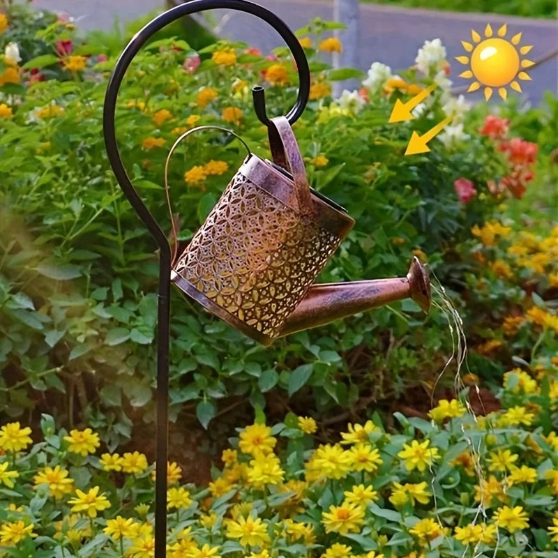 Solar Watering Can Outdoor Waterproof Shower Light LED Fairy Art for Garden Walkway Patio Lawn Decor Lighting
