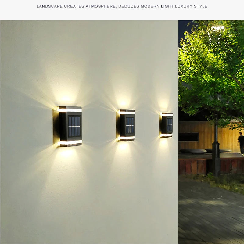 Lampe murale solaire extérieure étanche à énergie solaire éclairage haut/bas pour jardin cour décoration extérieure de la maison IP65 lumière de chemin solaire