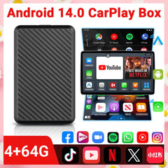 2025 New Android 14 CarPlay Ai Box 4G + 64G Wired to Wireless 3-in-1 Smart Dongle Plug and Play for YouTube Nexflit Wifi Mini Box