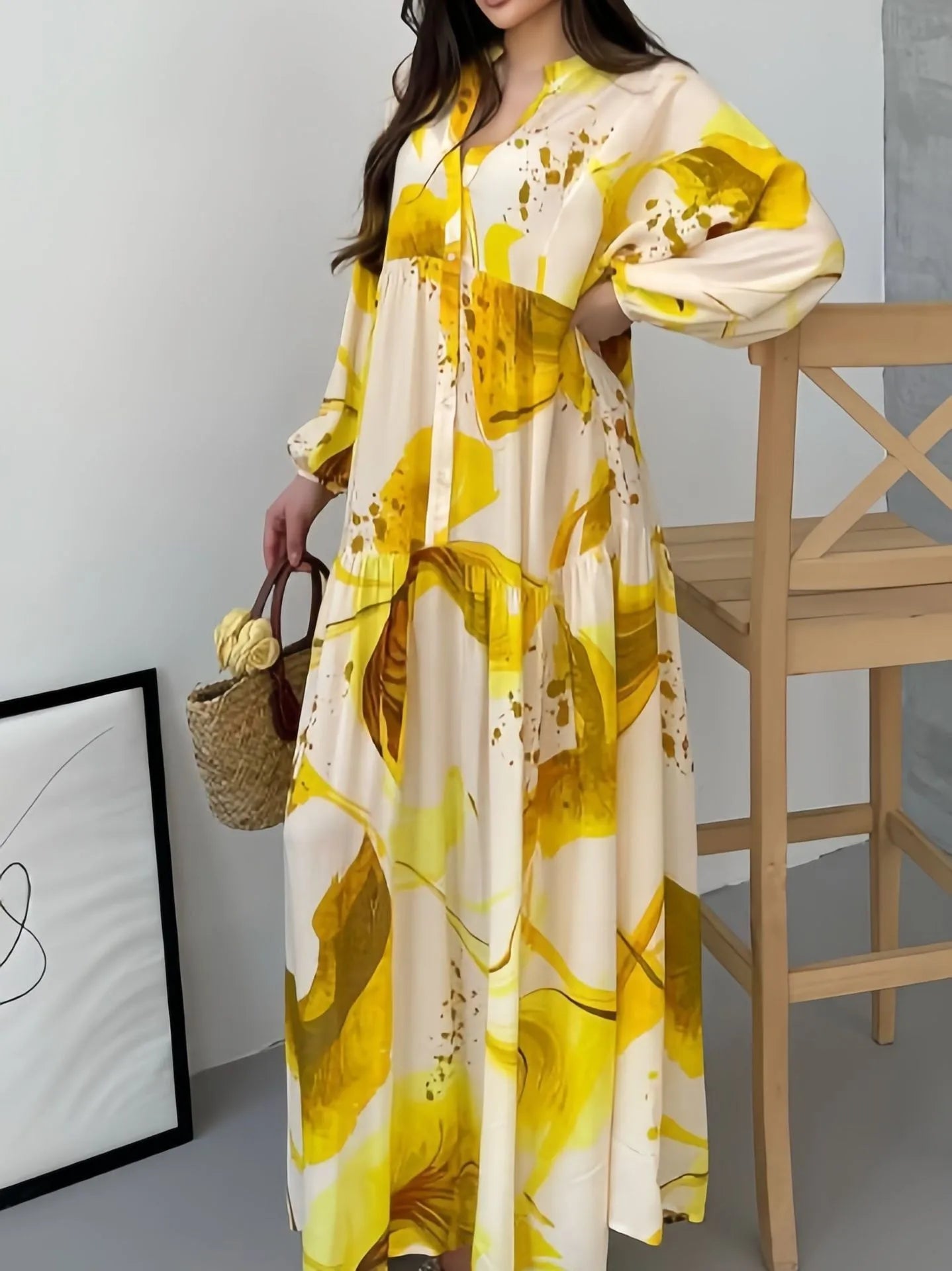 Eid Women's Abaya Dress, Muslim Loose Buttoned Dubai Dresses, Largos Long Dresses, Caftan, Arabic Party Dress, Caftan Jalabiya, Ramadan Dress