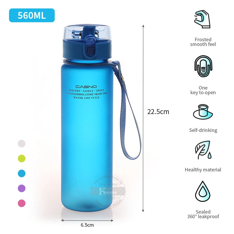 400/560ml bouteille d'eau Sport bouteille à boire Portable étanche Shaker bouteille en plastique Drinkware Sport de plein air Fitness sans BPA